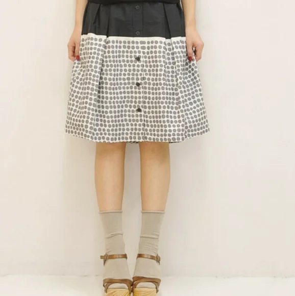 MARIMEKKO Poni Polka Dot Spot Print A-Line Cotton High Waisted Skirt - Picture 6 of 15